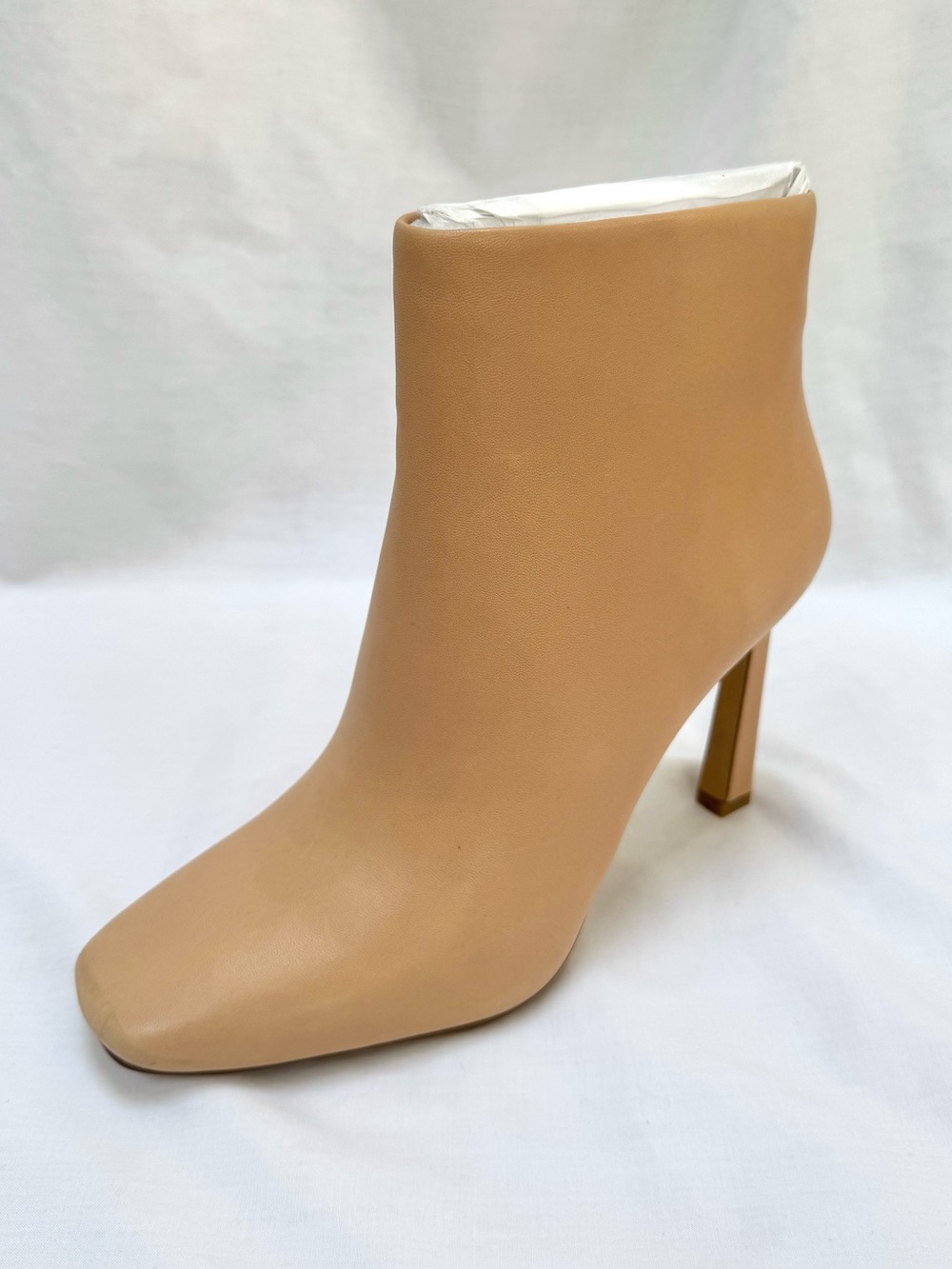 New Vince Camuto Taileen Leather Square Toe Ankle Boot Sandstone 7 37.5 *Flaw*